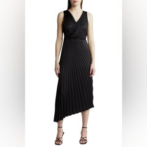 Sam Edelman Pleated Asymmetric Hem Satin Dress